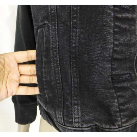 Levis' Black Denim Hybrid Hoodie Trucker Jacket - Picture 8 of 12